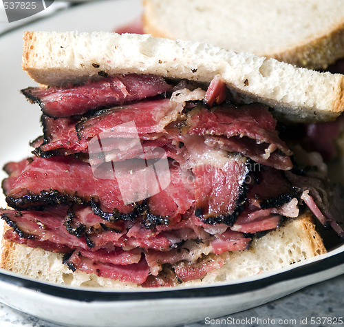 Image of pastrami sandwich rye bread