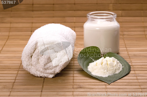 Image of milk bath. white spa