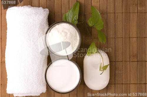 Image of milk bath. white spa