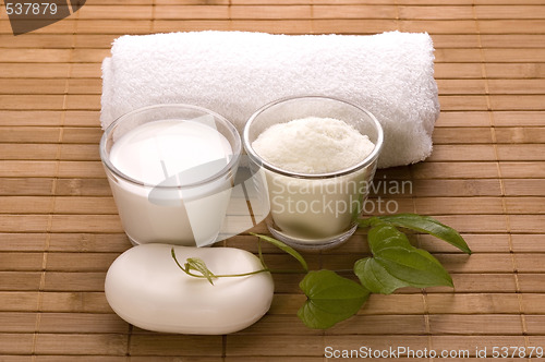 Image of milk bath. white spa