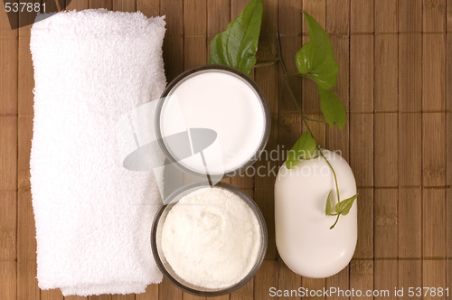 Image of milk bath. white spa