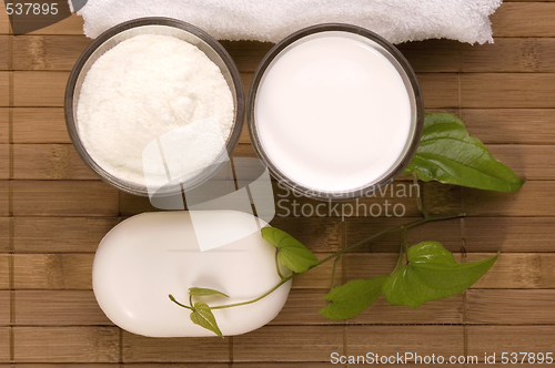 Image of milk bath. white spa