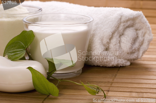 Image of milk bath. white spa