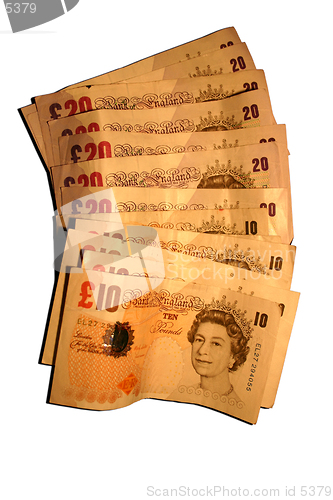 Image of England currency, 10 and 20 Pounds, isolated