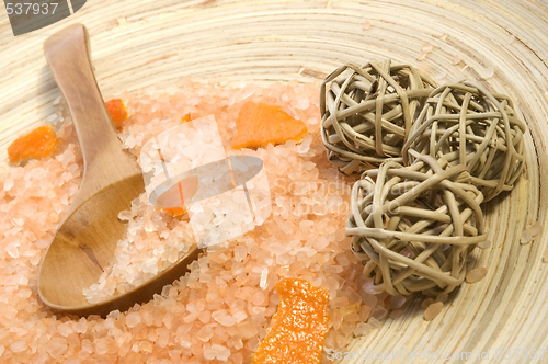 Image of orange salt. sweet aroma bath