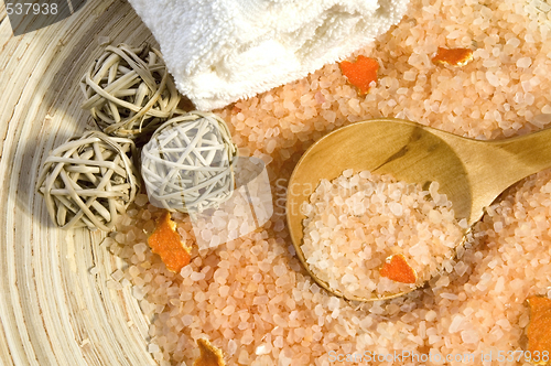 Image of orange salt. sweet aroma bath