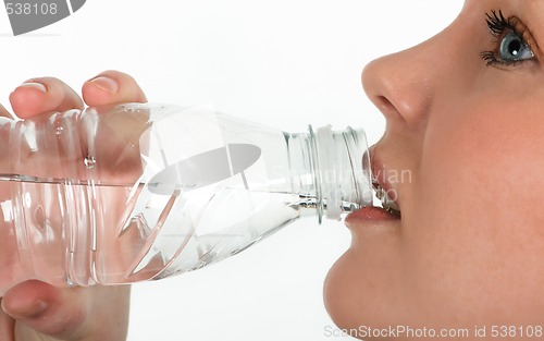 Image of Beautiful girl drinking mineral water