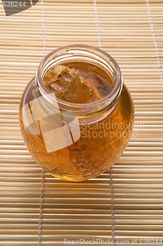 Image of fresh honey with honeycomb