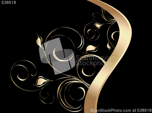 Image of Black background with floral ornament