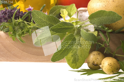 Image of cut fresh herbs and vegatables