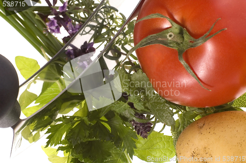 Image of cut fresh herbs and vegatables