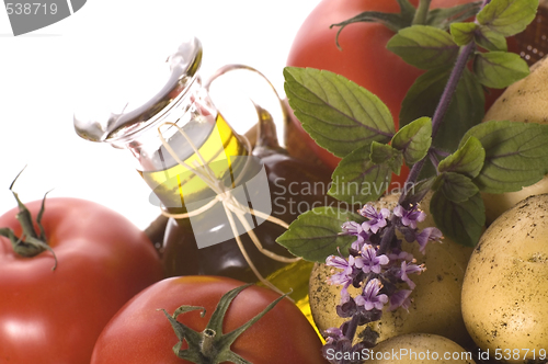 Image of cut fresh herbs and vegatables