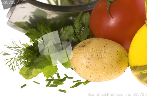 Image of cut fresh herbs and vegatables