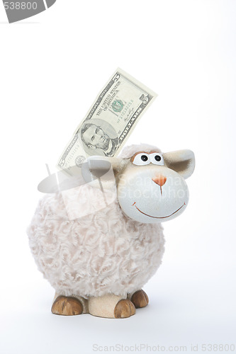 Image of Sheep Coin Bank With American Dollars
