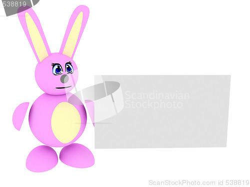 Image of Pink bunny with blank card