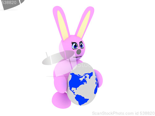 Image of Pink bunny with an earth-textured egg