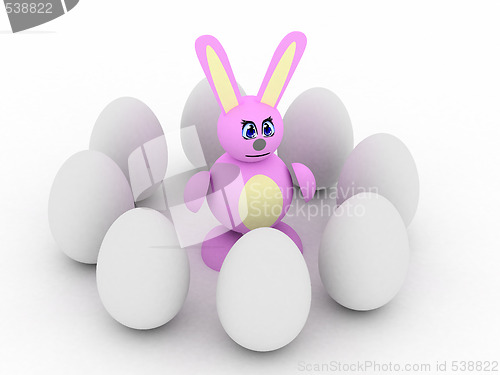 Image of Pink bunny with eggs