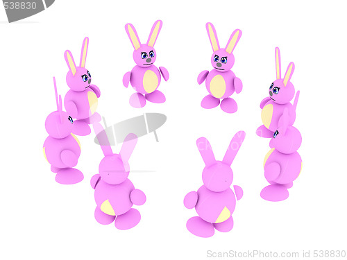 Image of Group of pink rabbits