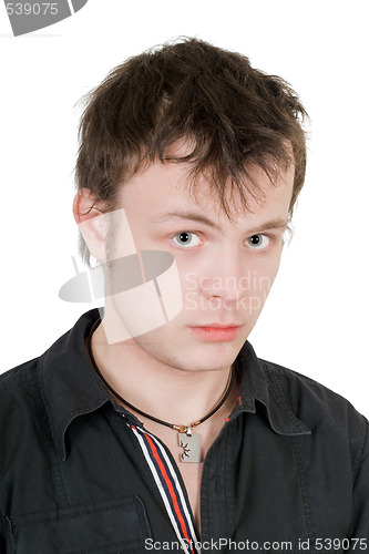 Image of Portrait of the offended young man. Isolated