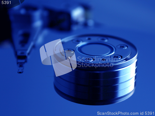 Image of Close-up of the opened Hard Disk Drive