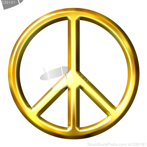 Image of 3D Golden Peace Symbol