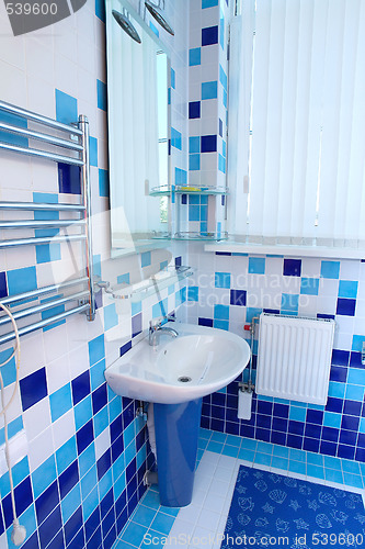 Image of Bathroom in blue and white