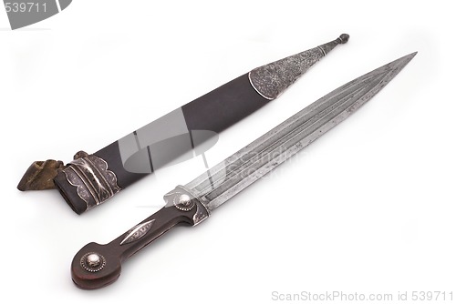 Image of Caucasian (Dagestan) dagger with beautiful scabbard