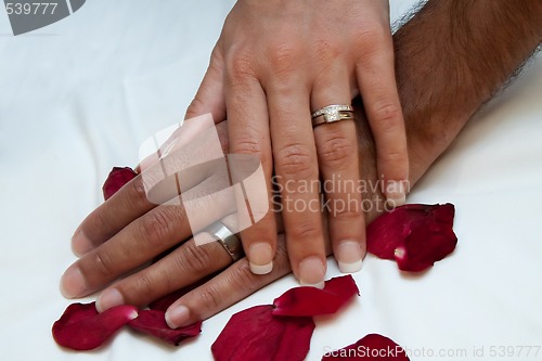 Image of Couple's hands with wedding ring