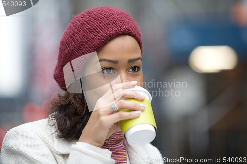 Image of Woman Drinking Coffee