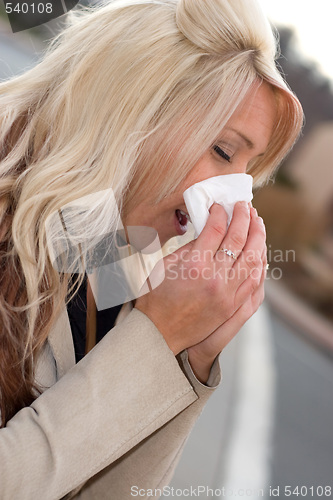 Image of Blowing Her Nose