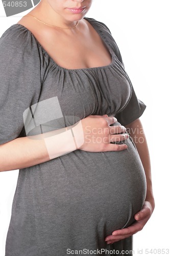 Image of expectant mother on white background