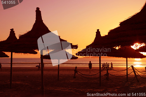 Image of Sunset on the beach in Essaouria