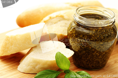 Image of baguette and pesto