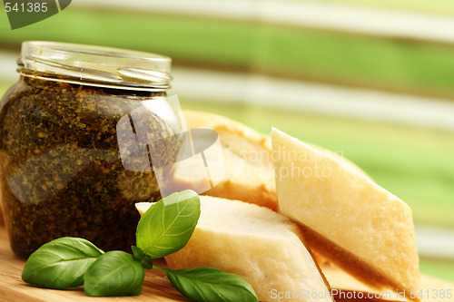 Image of baguette and pesto