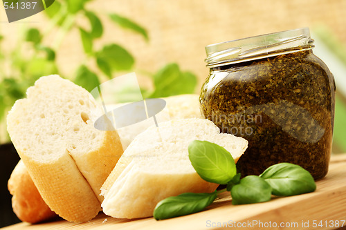 Image of baguette and pesto