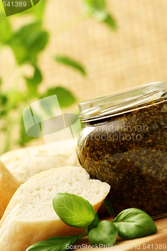 Image of baguette and pesto