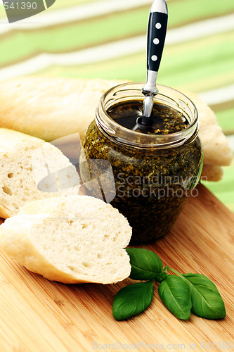 Image of baguette and pesto
