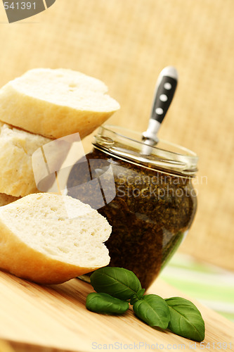 Image of baguette and pesto