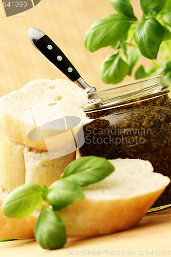 Image of baguette and pesto