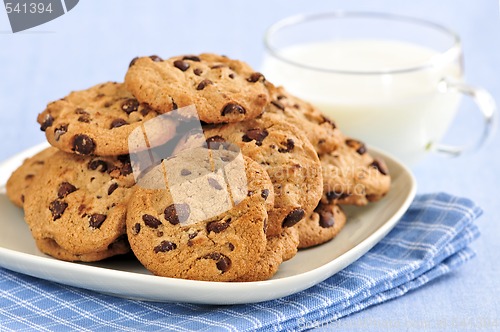 Image of Milk and chocolate chip cookies