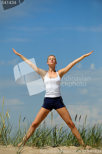 Image of Beautiful blond female workout