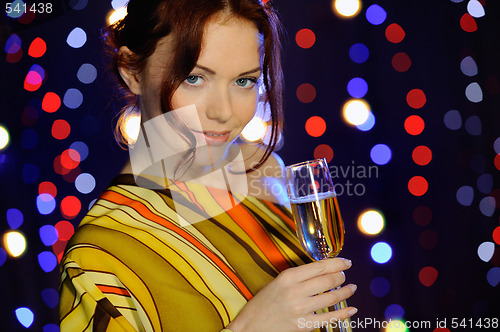 Image of Beautiful female with vine glass
