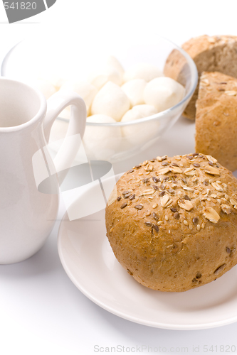 Image of bread, milk and mozzarella