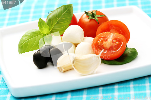 Image of mozzarella and cherry tomatoes