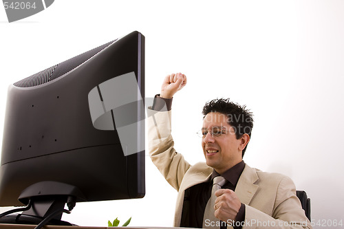 Image of businessman showing his success