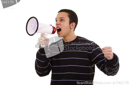 Image of shouting at the megaphone