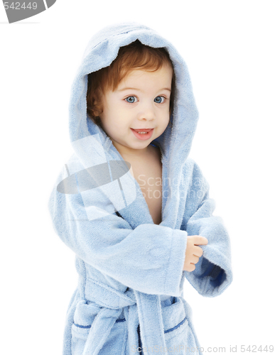 Image of baby boy in blue robe