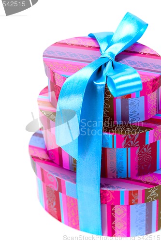 Image of pyramid of colorfull gift boxes