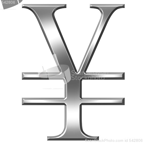 Image of 3D Silver Yen Symbol 