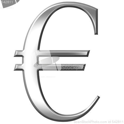 Image of 3D Silver Euro Symbol 